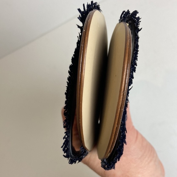 J. Crew Navy and White Raffia Slide Sandals Size 8 Made in Italy Vacation Boho - Picture 15 of 16